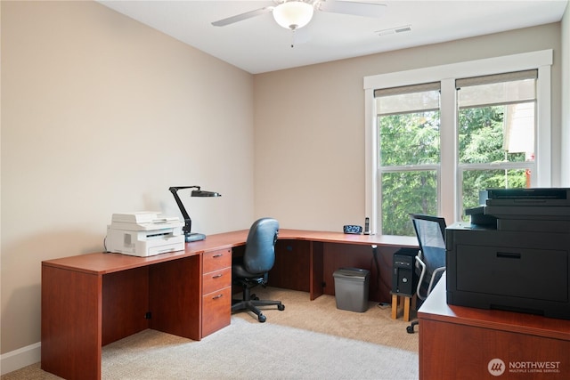 15 Cabana Dr, Silverlake, WA 98645 - office area featuring light carpet and a ceiling fan