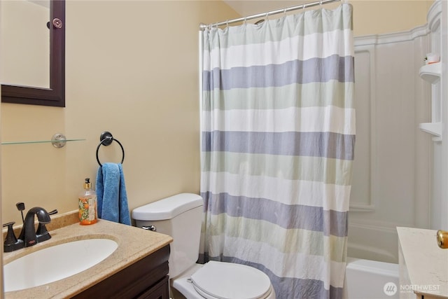 2018 S 253rd St, Des Moines, WA 98198 - bathroom with vanity, toilet, and shower / tub combo