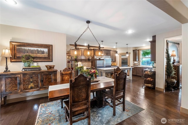 29122 71st Ave E, Graham, WA 98338 - dining area featuring dark wood finished floors, recessed lighting, and baseboards