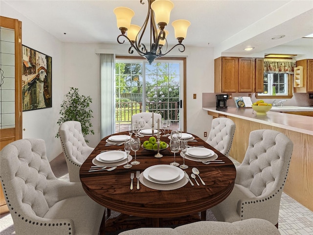 2147 Beverly Blvd, Shelton, WA 98584 - dining area featuring a chandelier