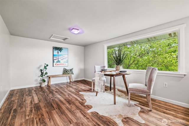 2042 E Harrison St, Tacoma, WA 98404 - office area featuring wood finished floors, attic access, and baseboards