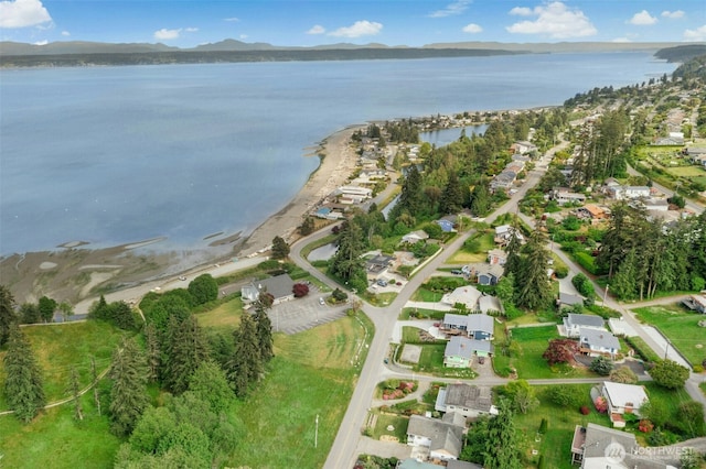 1240 Beach Dr, Camano Island, WA 98282 - aerial view of property's location featuring a water and mountain view and nearby suburban area