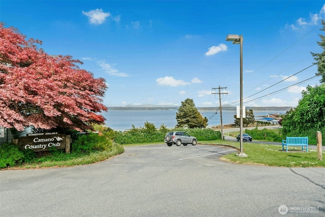 1240 Beach Dr, Camano Island, WA 98282 - view of asphalt road featuring street lighting and a water view