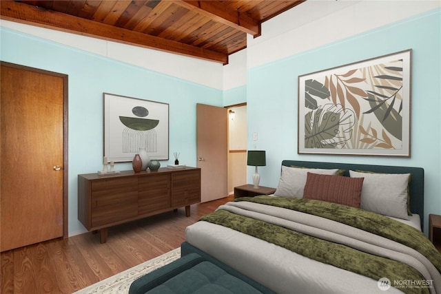 1240 Beach Dr, Camano Island, WA 98282 - bedroom with wood ceiling with exposed beams and wood finished floors