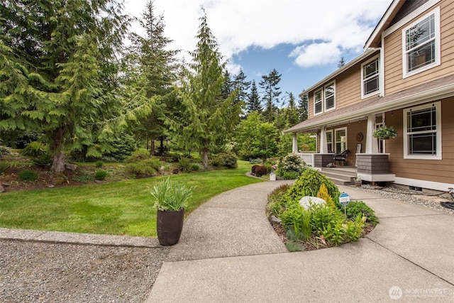 1063 Tamarack Ln, Port Angeles, WA 98362 - view of green lawn with covered porch