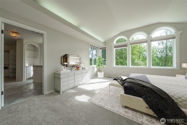 5501 55th St SE, Auburn, WA 98092 - bedroom with baseboards, lofted ceiling, and carpet flooring