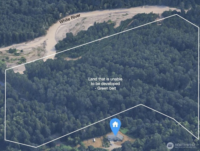 5501 55th St SE, Auburn, WA 98092 - aerial overview of property's location with a forest and property parcel outlined