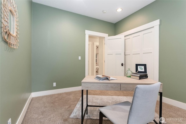 137 Sudden Valley Dr, Bellingham, WA 98229 - office area with carpet, baseboards, and recessed lighting