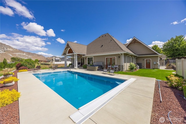 35 N Shore Dr, Orondo, WA 98843 - view of pool with a patio area, french doors, and a mountain view