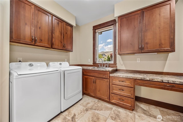 35 N Shore Dr, Orondo, WA 98843 - laundry area with washing machine and dryer, cabinet space, and a desk