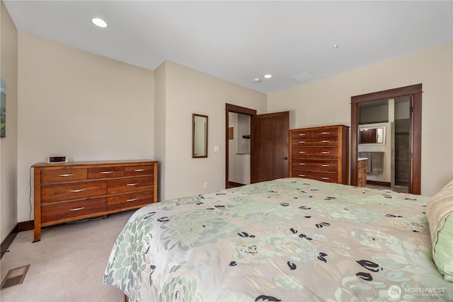 35 N Shore Dr, Orondo, WA 98843 - bedroom featuring light colored carpet, recessed lighting, and baseboards