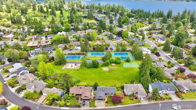 18510 NE 15th Pl, Bellevue, WA 98008 - aerial view of residential area featuring a nearby body of water