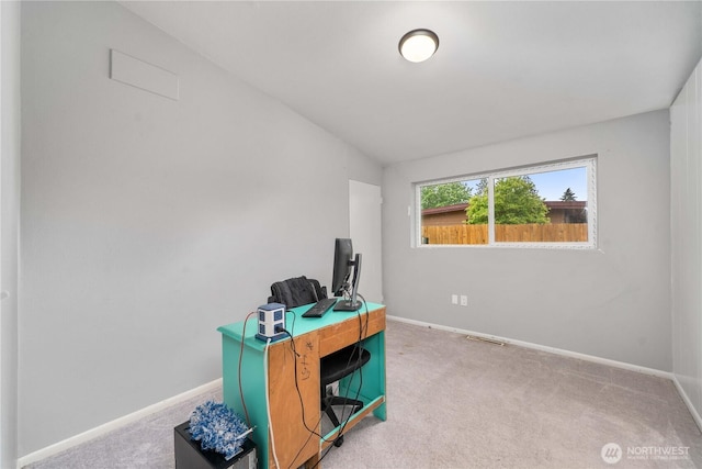 8909 Hipkins Rd SW, Lakewood, WA 98498 - office area with carpet floors, baseboards, and lofted ceiling