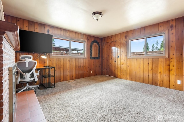 1001 Elm St, Centralia, WA 98531 - unfurnished office with carpet flooring and wood walls