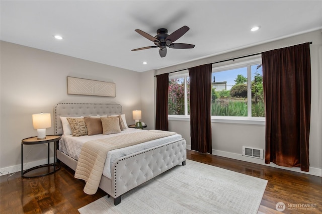315 10th Ave S Unit 101, Kirkland, WA 98033 - bedroom with baseboards, wood finished floors, recessed lighting, and ceiling fan