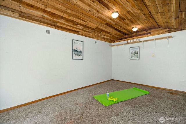 32910 NE 40th Pl, Carnation, WA 98014 - playroom with vaulted ceiling, carpet floors, wooden ceiling, and baseboards