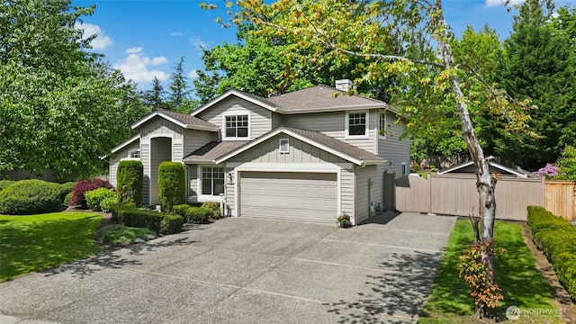 32910 NE 40th Pl, Carnation, WA 98014 - traditional-style home with board and batten siding, driveway, a chimney, and a shingled roof