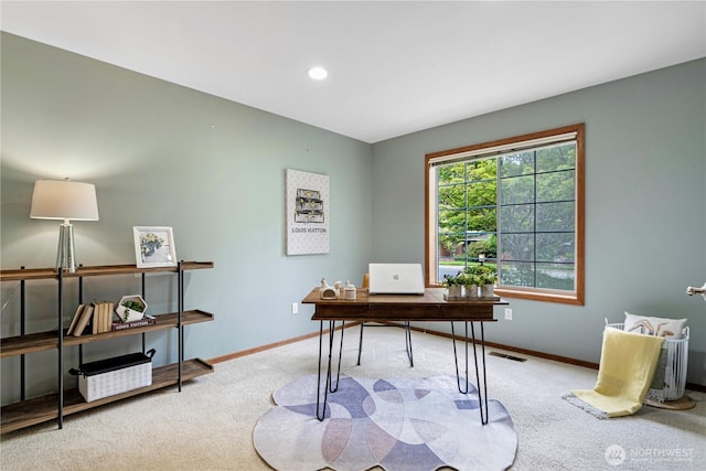 2110 216th Pl NE, Sammamish, WA 98074 - office area featuring carpet flooring, baseboards, and recessed lighting