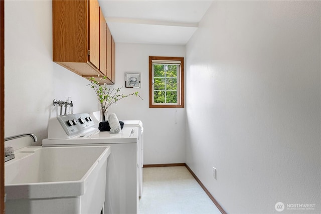 2110 216th Pl NE, Sammamish, WA 98074 - laundry room featuring cabinet space, independent washer and dryer, baseboards, and light carpet