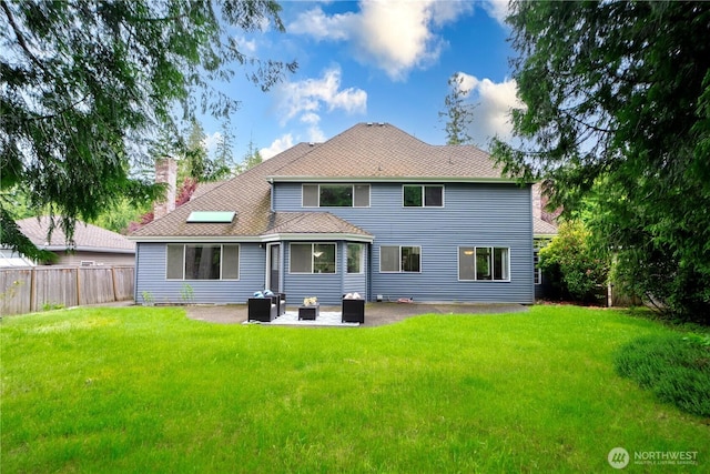 2110 216th Pl NE, Sammamish, WA 98074 - rear view of house with a chimney, a patio area, and central air condition unit
