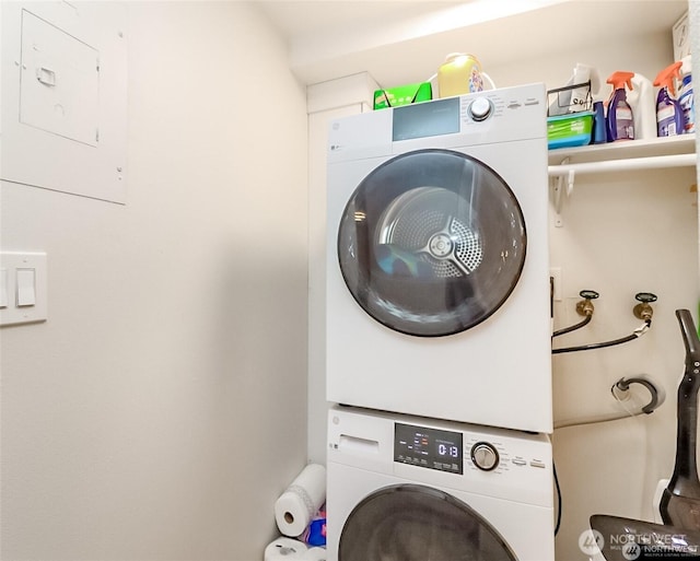 3834 175th Ave NE Unit G16, Redmond, WA 98052 - washroom featuring stacked washing machine and dryer