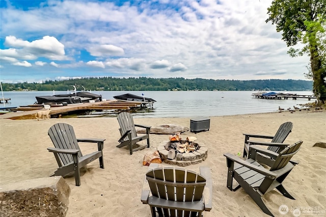 3834 175th Ave NE Unit G16, Redmond, WA 98052 - water view with a fire pit and a boat dock