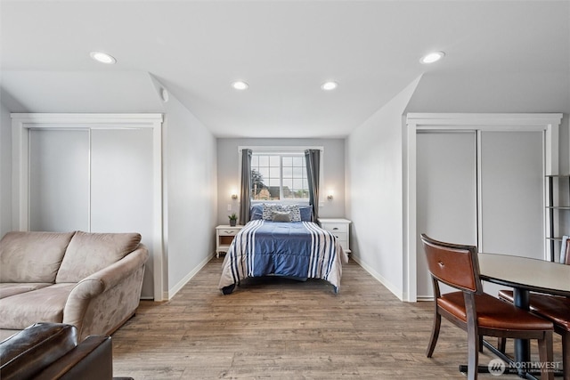 2828 Sunset Dr, Bellingham, WA 98225 - bedroom with light wood finished floors, recessed lighting, and baseboards