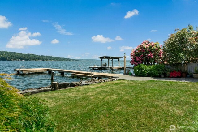 13008 Riviera Pl NE, Seattle, WA 98125 - dock with a water view and a lawn