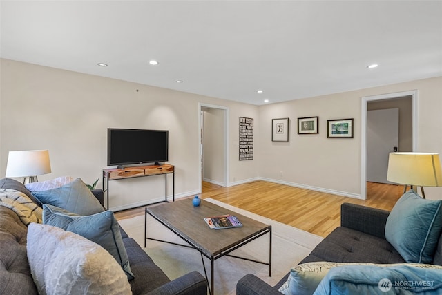 7510 Fauntleroy Way SW, Seattle, WA 98136 - living area featuring light wood-style flooring, recessed lighting, and baseboards