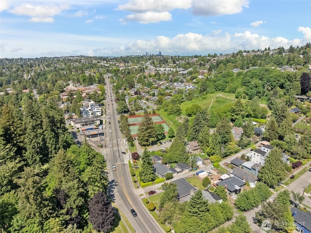 7510 Fauntleroy Way SW, Seattle, WA 98136 - aerial view of property and surrounding area featuring a major roadway and a tree filled landscape