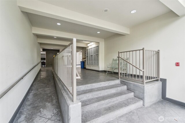 903 N 130th St Unit 113, Seattle, WA 98133 - stairs with baseboards and recessed lighting