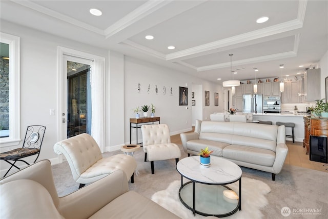 4907 Main St Unit 107, Tacoma, WA 98407 - living room featuring recessed lighting and crown molding