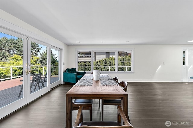 5758 Overlook Ave NE, Tacoma, WA 98422 - dining space featuring dark wood-type flooring, recessed lighting, and baseboards