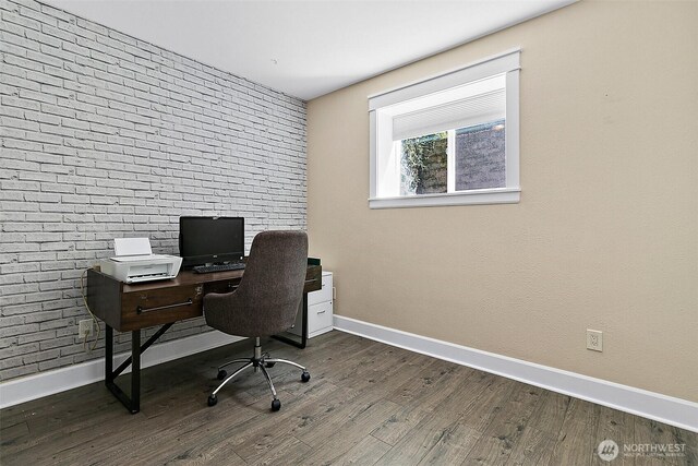 5758 Overlook Ave NE, Tacoma, WA 98422 - home office with baseboards and dark wood-style flooring