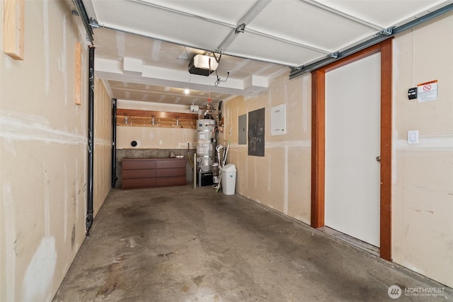 672 NE 40th St, Seattle, WA 98105 - garage featuring electric panel, gas water heater, and a garage door opener