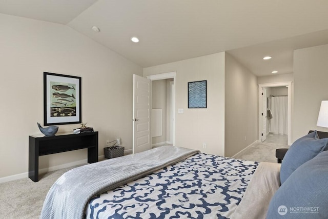 3707 Simmons Heights Ln SW, Tumwater, WA 98512 - bedroom featuring carpet, recessed lighting, baseboards, and vaulted ceiling