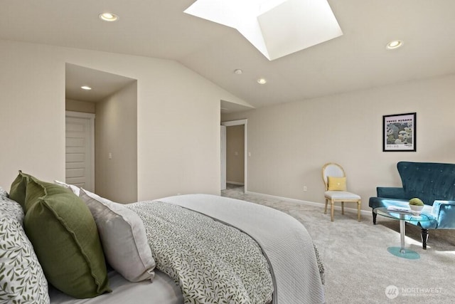 3707 Simmons Heights Ln SW, Tumwater, WA 98512 - carpeted bedroom with a skylight, recessed lighting, vaulted ceiling, and baseboards