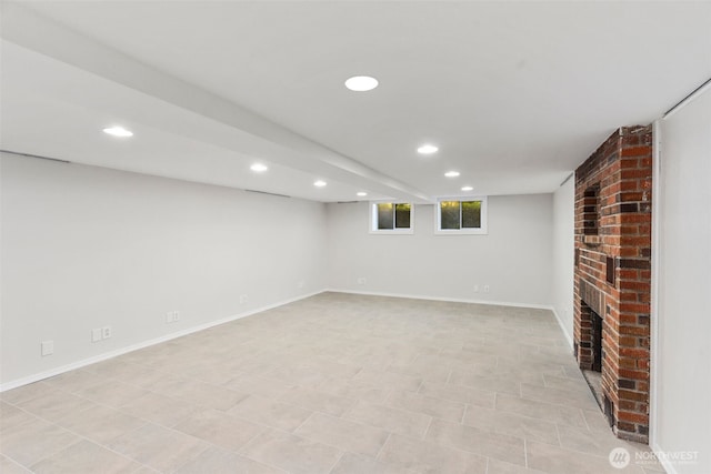 180 Front St S, Issaquah, WA 98027 - below grade area with recessed lighting, a fireplace, and baseboards