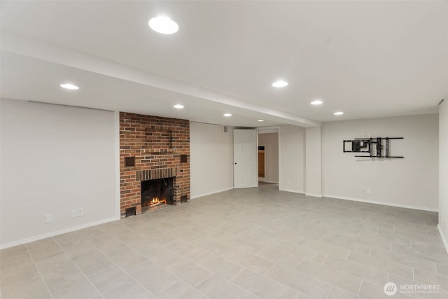 180 Front St S, Issaquah, WA 98027 - unfurnished living room featuring recessed lighting, a fireplace, and baseboards