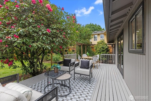 4824 237th Pl SE, Bothell, WA 98021 - wooden terrace featuring an outdoor living space
