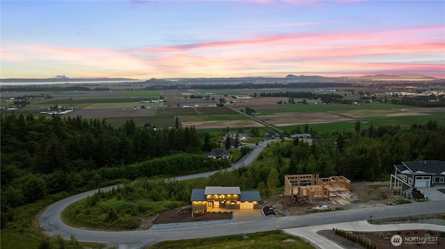20519 Benson Ridge Ln, Mount Vernon, WA 98274 - aerial view at dusk of a mountain view