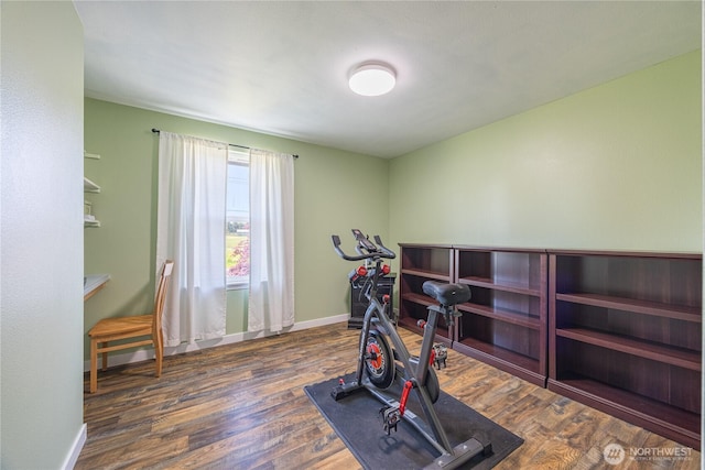 1160 Cays Rd, Sequim, WA 98382 - exercise area with wood finished floors and baseboards