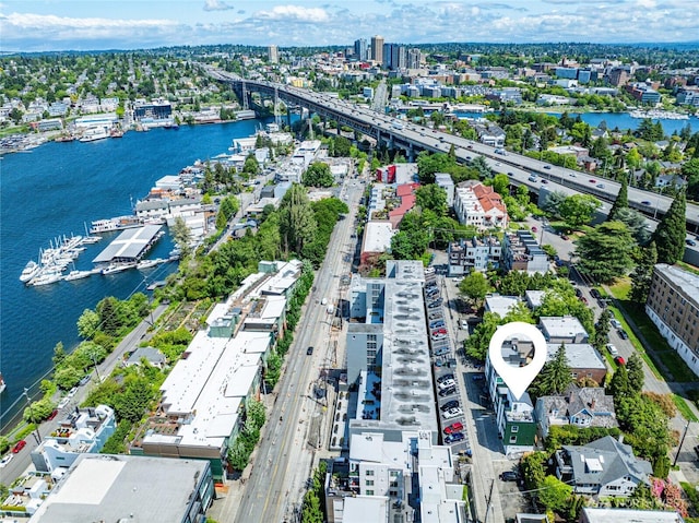 2817 Franklin Ave E Unit A, Seattle, WA 98102 - aerial view of property's location with a notable bridge, a nearby body of water, a major roadway, and nearby urban area
