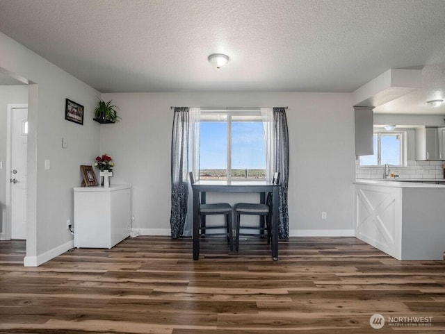13576 NE Rd 10, Moses Lake, WA 98837 - dining room featuring dark wood finished floors, baseboards, and a textured ceiling