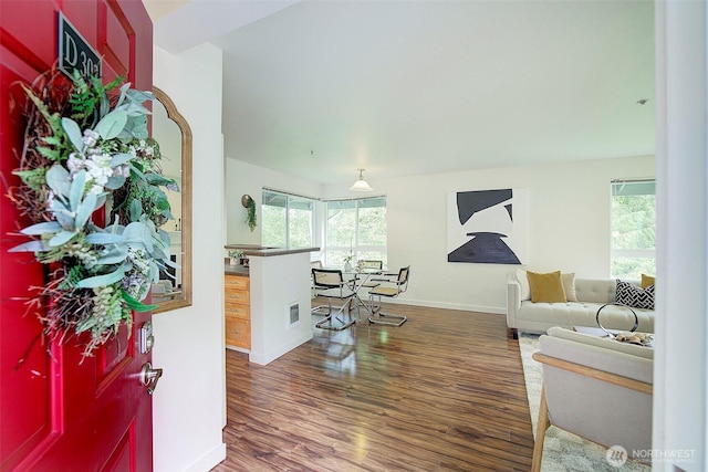 12019 NE 204th Pl Unit D303, Bothell, WA 98011 - living room featuring wood finished floors, healthy amount of natural light, and baseboards
