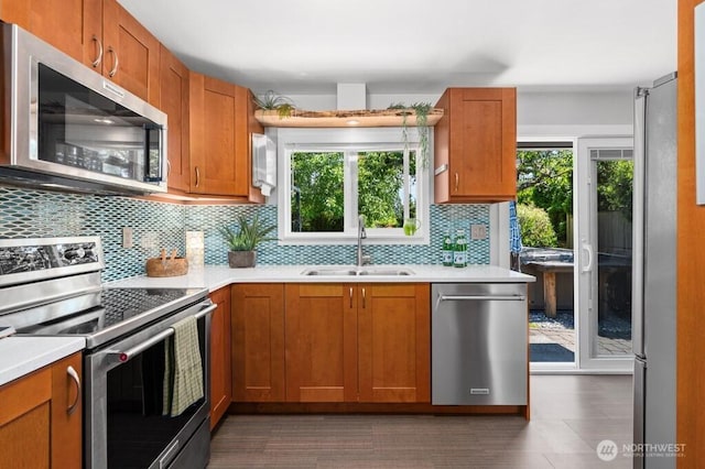 8414 34th Ave SW, Seattle, WA 98126 - kitchen featuring stainless steel appliances, a sink, healthy amount of natural light, and backsplash