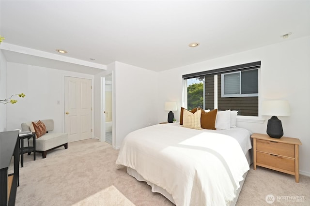 3633 22nd Ave W Unit C, Seattle, WA 98199 - bedroom featuring light colored carpet, recessed lighting, and baseboards