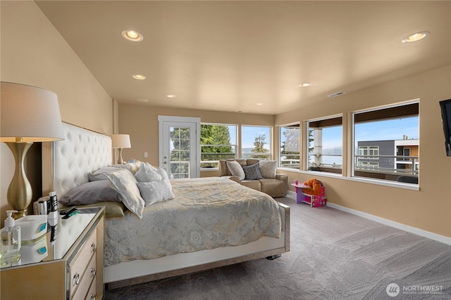 11031 Cornell Ave S, Seattle, WA 98178 - bedroom with carpet flooring, recessed lighting, baseboards, and access to exterior