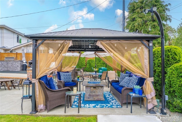 11031 Cornell Ave S, Seattle, WA 98178 - view of patio featuring a gazebo and an outdoor living space with a fire pit