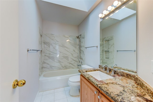 14531 86th Pl NE, Kenmore, WA 98028 - full bathroom with vanity, tile patterned flooring, a skylight, and bathtub / shower combination
